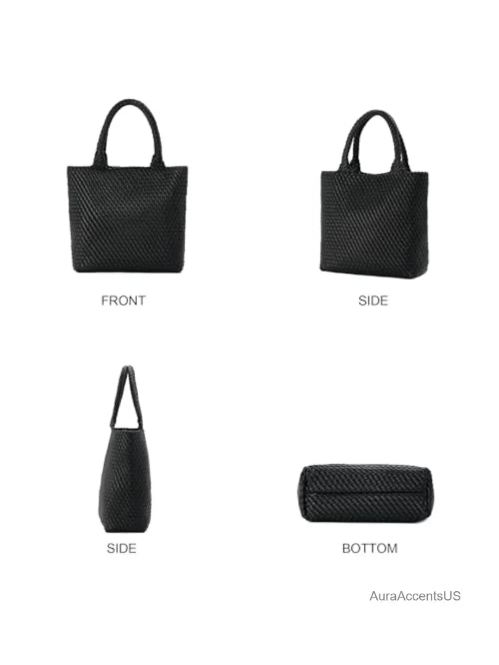 Handwoven Vegan Leather Tote Bag with Clutch for Work Travel Beach